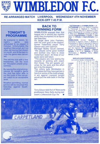 Match programme